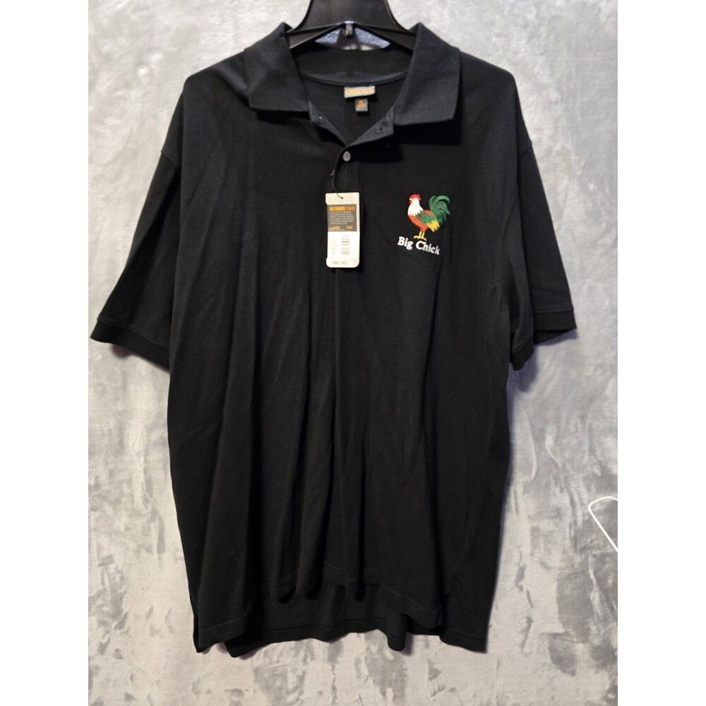 Vintage NWT Cherokee Big Chick Embroidered Chicken Polo Golf Shirt XL Black